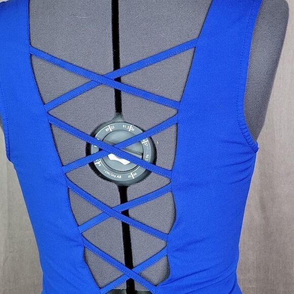 PRIVY B Cut Outs Bodycon Blue Dress Medium - Picture 6 of 8